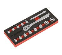 Sealey AK5783 Coffret De Douilles Profil Bas 15 Pièces 1/4" Carré Métrique