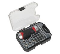 Sealey Ak64906 Set de 24 Pièces Stubby Tournevis à cliquet à dents fine, Argent