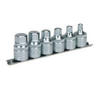 Sealey AK6561 Douille Embout Hexagonal Ensemble Avec Rail 6pc Stubby 1.3cmsq Clé