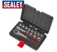 Sealey AK6926 14pc Traversant Bas Profil Douille Set - Cliquet Extension