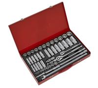 Sealey AK6942 Douille Set 50pc 1cm & 1.3cmSq Lecteur 6pt Walldrive - Métriques
