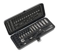 Sealey AK7970 Douille Set 32pc 0.6cmSq Drive 6pt Walldrive Métrique Noir Série