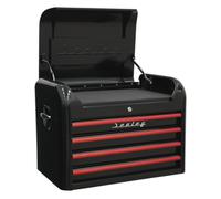 Sealey Ap28104Br Topchest 4 Drawer Retro Style - Black/Red Anodised Drawer Pulls