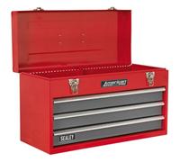 Sealey Outil Poitrine 3 Tiroir Portable Avec Ball-Bearing Coulisses - Rouge/Gris
