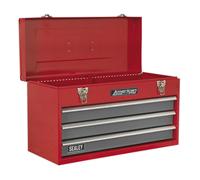 Sealey AP9243BB Coffre à outils transportable avec 3 tiroirs à roulement à billes Rouge/gris
