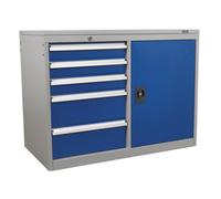 Sealey Api1103B Industrial Cabinet/Workstation 5 Drawer And 1 Shelf Locker