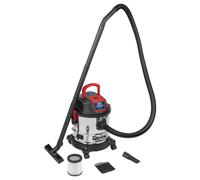Sealey Aspirateur Humide & Sec 20L 1200W/230V Inoxydable Tambour PC195SD