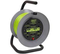 Sealey BCR153TG 15m Câble Bobine Avec Thermique Voyage 4 X 230V - Hi-Vis Vert