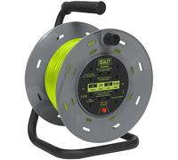 Sealey BCR25G 25m Câble Bobine Avec Thermique Voyage 4 X 230V - Hi-Vis Vert