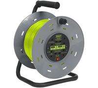 Sealey BCR50G 50m Câble Bobine Avec Thermique Voyage 4 X 230V - Hi-Vis Vert