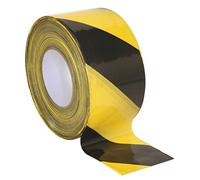 Sealey Btby Hazard avertissement ruban de balisage 80 mm x 100 Mtr Noir/jaune non-adhésive