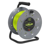 Sealey Câble Bobine Avec Thermique Voyage 4 X 230V Prises 50m - Vert BCR50G