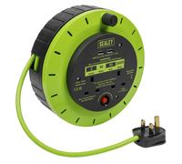 Sealey Cassette Type Câble Bobine Vert Avec Thermique Voyage 2 X 230V & USB 10m