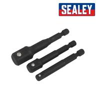 Sealey – Set d'adaptateurs 14 mm Hex pour clé à chocs 1/4, 3/8 & 1/2 – 3 pièces