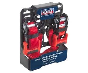 Sealey Coulissant Cliquet Bracelet 32mm X 3M Polyester Sangles Avec ESSES 1200kg