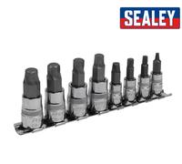 Sealey Hexagonale Douille Set Lock-On&trade ; 8pc 0.6cm & 1cmSq Taille Métrique