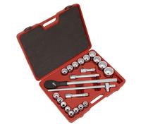 Sealey Douille Métrique Set 22pc 1.9cmD 12-point Walldrive Standard Long AK2598