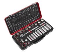 Sealey Douille Métrique Set 32pc Profond Et Léger Hex Unique Satin Finir AK7922