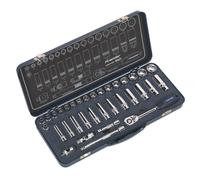 Sealey Douille Métrique Set 34pc 1cmSq Drive Verrouiller 6pt Miroir Fini AK27481