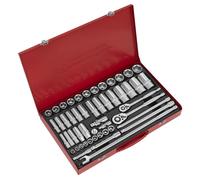 Sealey AK6942 Douille Set 50pc 1cm & 1.3cmSq Lecteur 6pt Walldrive - Métriques