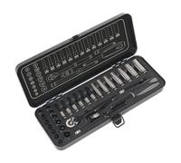 Sealey Douille Set 32pc 0.6cmSq Drive 6pt Walldrive® Métrique Noir Séries