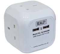 Sealey EL144USB Extension Câble Cube 1.4m 4 X 230V + 2 X USB Prises - Blanc