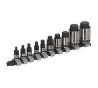 Sealey Hexagonale Douille Set 10pc Stubby 0.6cm, 1cm & 1.3cmSq Drive Noir Séries