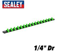 Sealey Hi-Viz Vert - Rail Prise 0.6cm Dr - Retenue 16 Douilles (440mm Long )