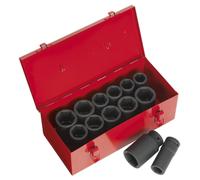 Sealey Impérial Métrique Profond Impact Douille Set 13pc 1.9cmD Hex Unique AK687