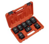 Sealey Premier Coffret Douilles à Chocs 1" 8 Pièces 6 Pans AK889M
