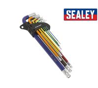 Sealey Premier Extra Long Tête Ronde Allen Jeu de Clés Hex 9pc Code Couleur