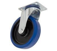 Sealey Résistant Bleu Élastique Caoutchouc Roulette Pivotante Roue 125mm -