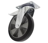 Roulette pivotante en caoutchouc robuste avec verrouillage total Ø 152 mm