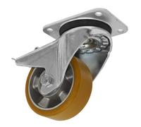 Sealey SCW5125SPL Roulette Roue Pivotant Plaque Avec Total Serrure Ø125mm