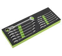 Sealey S0635 Lot de 12 clés mixtes à cliquet à tête flexible