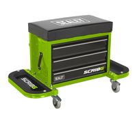Sealey SCR18G de Mécanicien Utilitaire Siège & Boite à Outils - Hi-Vis Vert