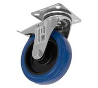 Sealey SCW3125SPLEM Heavyduty Bleu Élastique Caoutchouc Pivotant Castor Roue -tl