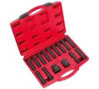 Sealey SX098 Impact Hex, Trx-Star Douille Embout Set 16pc 1.9cm & 1 " Sq Drive