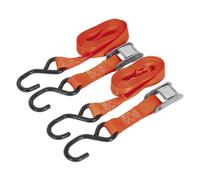 Sealey Td05025Cs Cam Buckle Tie Down 25Mm X 2.5Mtr Polyester Webbing Hooks 500Kg