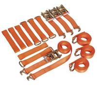 Sealey Tdrwkit Car Transporter Ratchet Tie Down Wheel Kit 4Pc 50Mmx3Mtr 4500Kg