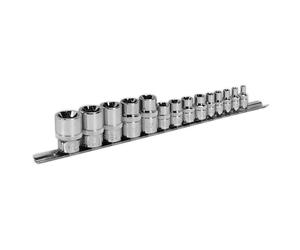 Sealey Torx Douille Étoile Set 14pc 0.6cm 1cm & 1.3cmSq Drive E4-E24 AK618
