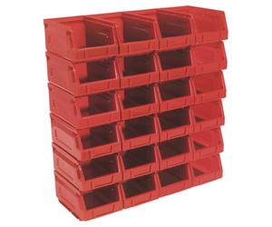 Sealey Tps224R Plastic Storage Bin 105 X 165 X 83Mm - Red Pack Of 24