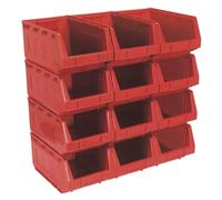 Sealey Tps412R Plastic Storage Bin 209 X 356 X 164Mm - Red Pack Of 12