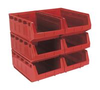Sealey Tps56R Plastic Storage Bin 310 X 500 X 190Mm - Red Pack Of 6