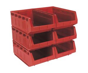 Sealey Tps56R Plastic Storage Bin 310 X 500 X 190Mm - Red Pack Of 6