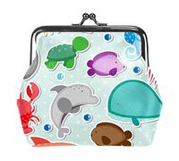 Sealife Animaux Autocollants Porte-Monnaie Portefeuilles Pochette Vintage Sacs pour Cadeau