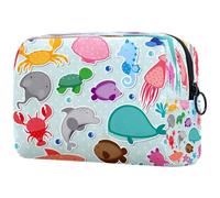 Sealife Trousse à maquillage avec fermeture éclair Motif animaux, multicolore, 18.5x7.5x13cm/7.3x3x5.1in, Trousse de toilette