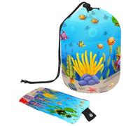 Sealife Trousse de toilette avec cordon de serrage en forme de tonneau en forme de pieuvre Corail Crabe Trousse de toilette Trousse de maquillage de voyage + Petit sac, multicolore,
