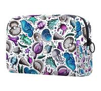 Sealife Trousse de toilette de voyage avec fermeture éclair Motif étoile de mer corail, crabe, méduse, multicolore, 18.5x7.5x13cm/7.3x3x5.1in, Trousse de toilette