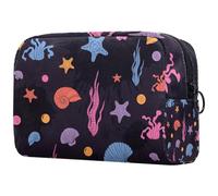 Sealife Trousse de toilette de voyage avec fermeture éclair Motif étoile de mer Coraux, multicolore, 18.5x7.5x13cm/7.3x3x5.1in, Trousse de toilette
